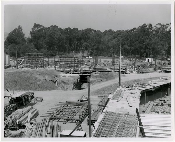 Front exterior view of the University Research Library under construction