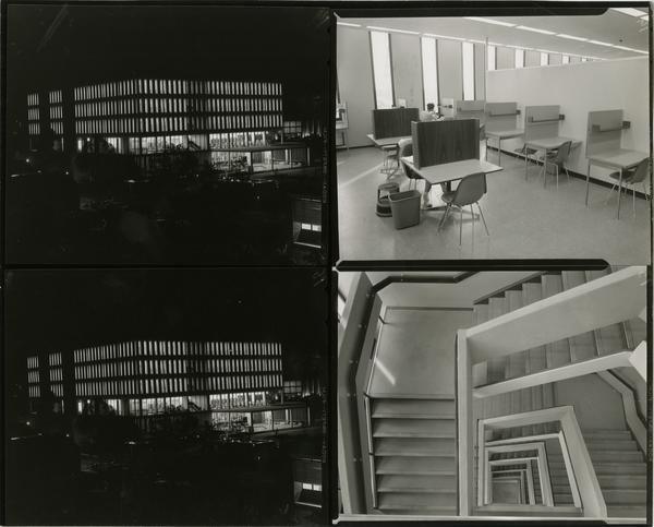 Contact sheet of interior views of the University Research Library