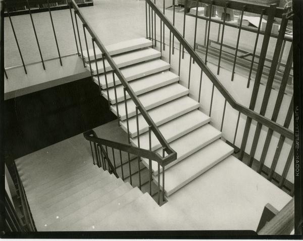 Part of the staircase in the University Research Library, ca. 1964