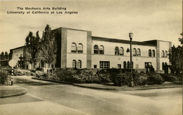 Postcard depicting Mechanical Art Building at Univeristy of California at Los Angeles