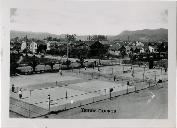 View of tennis courts on Vermont Ave campus