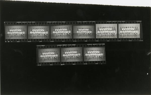 Partial contact sheet of volleyball team portraits