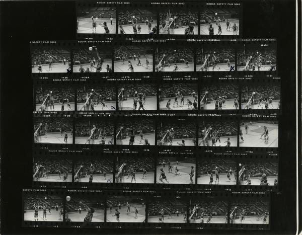 Contact sheet of volleyball game, April 1979