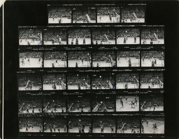 Contact sheet of volleyball game, April 1979