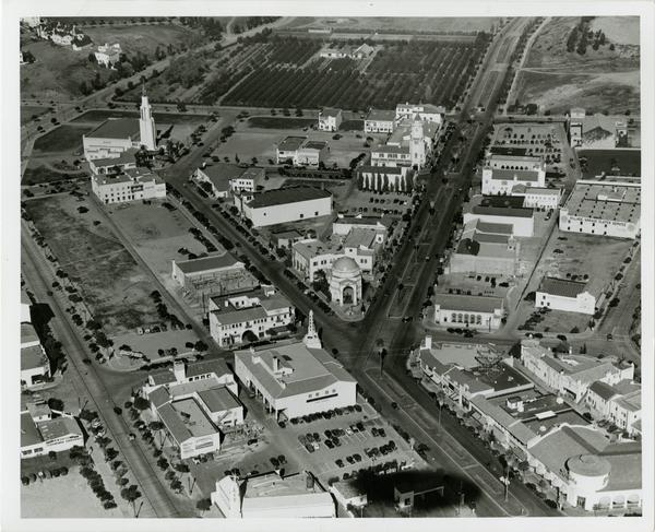Aerial view of Westwood Village, February 11, 1936
