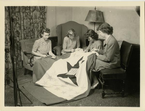 Virginia Lindsay Dorothy Raybourn Blanche Young Betty Dobbs sewing service flag