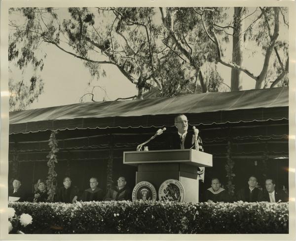 Lyndon Johnson gives speech at Charter Day ceremony, 1964
