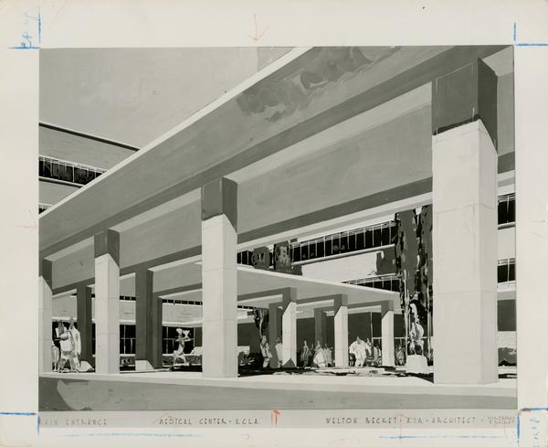 Architectural drawing of the entrance of the UCLA medical center