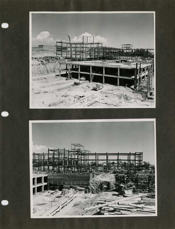 Various shots of UCLA medical center buildings during construction, c. 1951