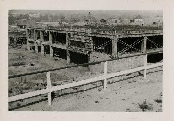 Looking northwest at UCLA Medical Center during construction, March 29, 1952