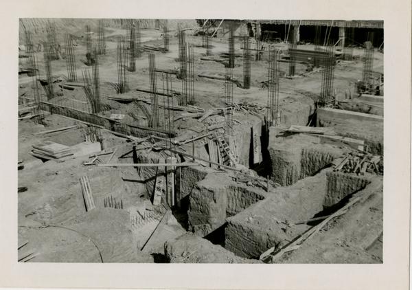 Looking northeast from southwest corner at UCLA Medical Center during construction, February 16, 1952