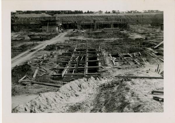 Looking east at UCLA Medical Center during construction, February 9, 1952