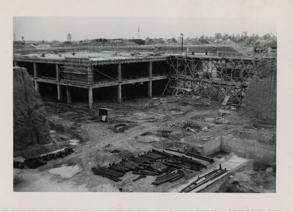Looking southwest at UCLA Medical Center during construction, April 12, 1952