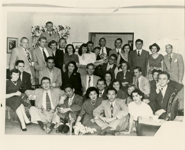 Medical school students and spouses gathered for a group photo, c. 1950's