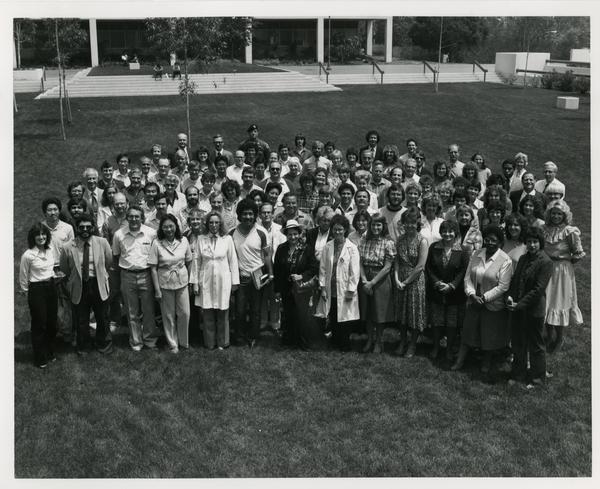 "One Gallon Donors" pose for a photo, May 1982