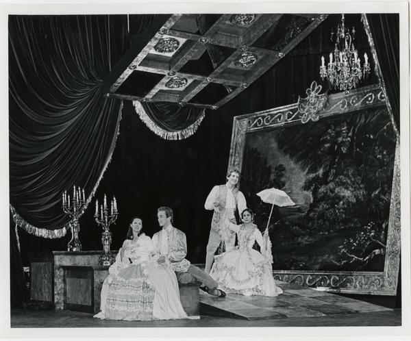 Four opera performers during a scene from Scarlatti Opera