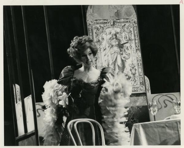 Actress practicing a scene during theLa Boheme Dress rehearsal, 1978
