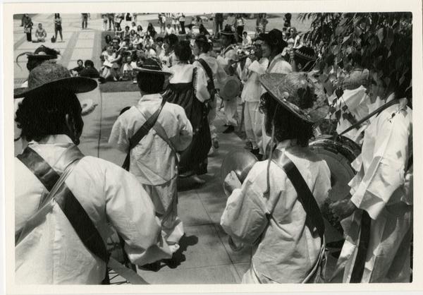 The Korean Folk Music and Dance Ensemble putting on a performance during the Ethno Spring Festival, c. 1970's
