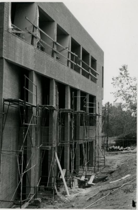 View of partially built side of Schoenberg Hall