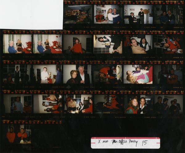 Contact sheet of Dean's OFC Staff Christmas office party, 1995