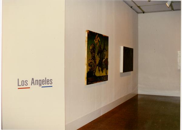 Artwork from Los Angeles haging in gallery for FIAR International Prize event, February 1993