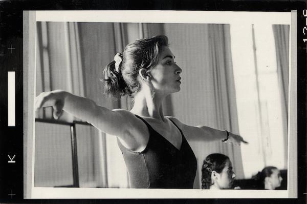 Close up of dancer posing in classroom