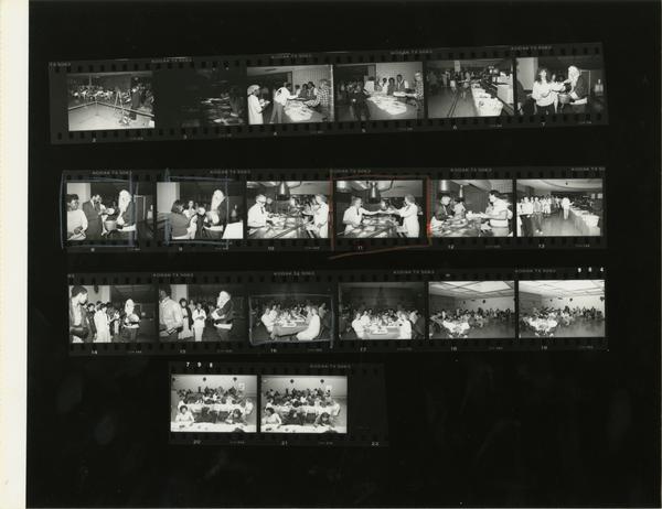 Contact sheet of cafeteria scenes / Christmas celebration
