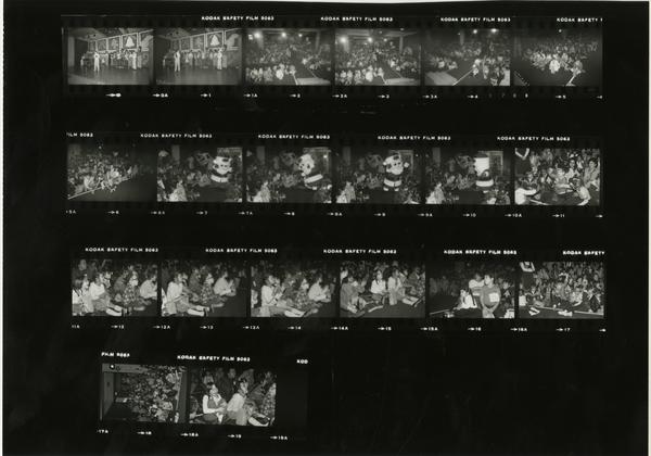 Contact sheet of UCLA Medical Center Christmas party, 1981