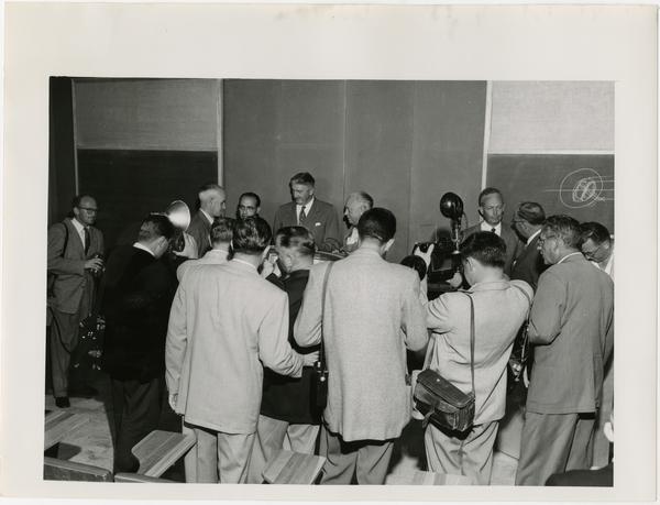 Atomic reactor press conference, 1955?