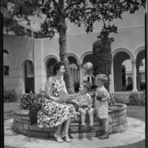 Carl Farnham, Paul Farnham, and woman reading, Lincoln Junior High School, Santa Monica, 1951