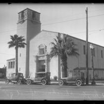 Exterior view of front and side portion of the Ethiopian Christian Fellowship Church, Los Angeles, circa 1927