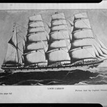 Iron clipper ship, Loch Carron, photographed reproduction, 1951