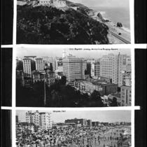 Post card views of the Villa de Leon, Perching Square and Venice Beach, Pacific Palisades, Los Angeles, and Venice, between 1920 and 1934