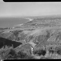 View of Pacific Palisades and coast from Miramar Estates, Pacific Palisades, 1944