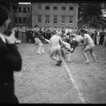 Young men in homecoming "brawl," University of Southern California, Los Angeles, [1928?]