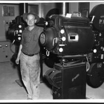 Chino Theatre, projectionist in the projection booth