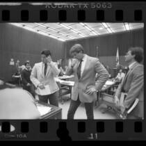 Policemen Robert Rodriguez and William Lustig in court, Los Angeles, Calif., 1986
