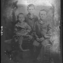 Childhood photograph of Herbert Hoover, with his sister Mary and brother Theodore, West Branch, Iowa, [1881-1884], rephotographed Santa Monica, 1928