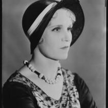 Peggy Hamilton modeling a straw hat, circa 1931