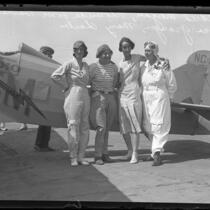 Pilot Florence Lowe Barnes with three other women pilots in Santa Monica, Calif., 1931