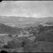 Birdseye view of San Fernando Valley from near Topanga Canyon Blvd., Topanga, circa 1923-1928