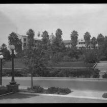 Distant view towards the Beverly Hills Hotel, Beverly Hills, between 1912 and 1934