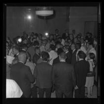 Crowd at hectic City Council meeting, 1967.