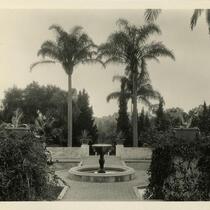 James Waldron Gillespie residence, view from house towards fountain with pool parterre, Montecito, 1932