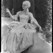 Peggy Hamilton dressed as Martha Washington at the Samarkand Hotel, Santa Barbara, 1932