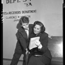 12 year-old Dean Stockwell and Colleen Townsend waiting at court for contract approval in Los Angeles, Calif., 1949