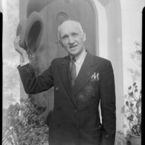 Adelbert Bartlett in front of his home, Santa Monica, 1950