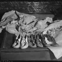 Clothes and shoes belonging to murder victims Madeline Everett, Melba Everett, and Jeanette Stephens, Inglewood, 1937