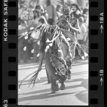 Two dancers in costumes at Day of the Dead celebration in Los Angeles, Calif., 1979