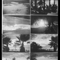 Eight postcard sunset views from Palisades Park, Santa Monica, circa 1910-1920